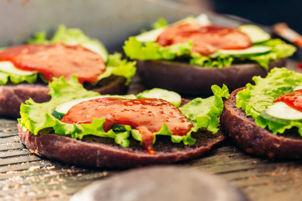 istock Burger burger with salad and ketchup closeup 1022664224