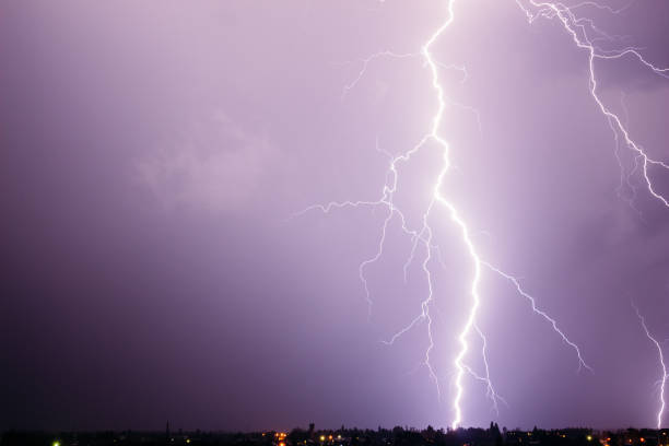 istock Thunderstorm in the sky with a beautiful lightning discharge 1022664240