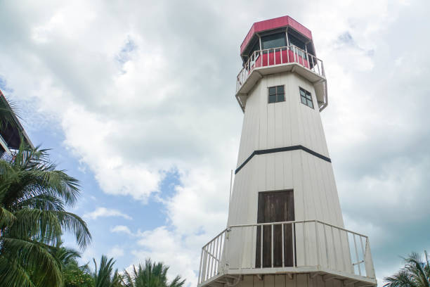 istock white lighthouse in the tropical resort 1022664624