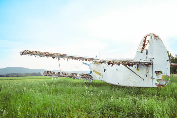 istock the old plane stands on the field 1022669976