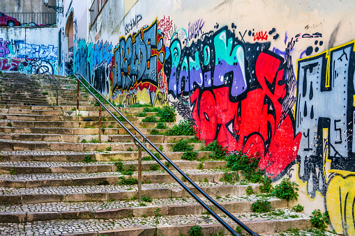 Faded Paint at Colour Stairs in Istanbul Turkey