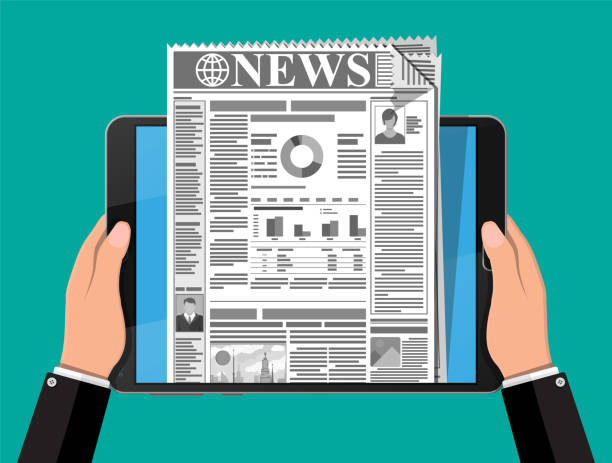 istock Business news on screen of tablet computer screen. 1022675970