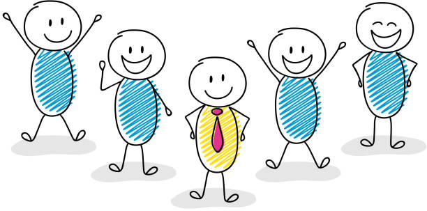 istock Business concept with group of hand drawn people with their team leader. Vector. 1022676764