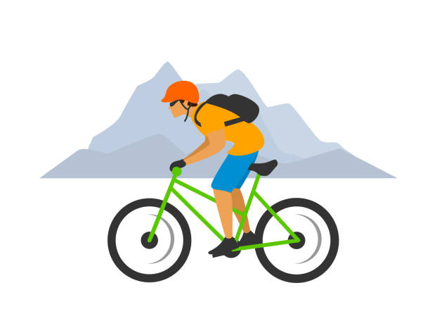 illustrations, cliparts, dessins animés et icônes de l’homme le cross-country vtt vélo isolé illustration vectorielle - recreational pursuit mountain biking nature outdoors