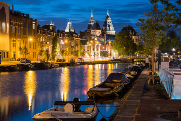 istock Night Along a Canal in Amsterdam Netherlands 1022691154