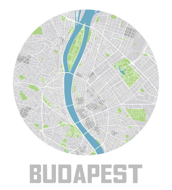 Minimalistic Budapest city map icon. Minimalistic Budapest city map icon. margitsziget stock illustrations