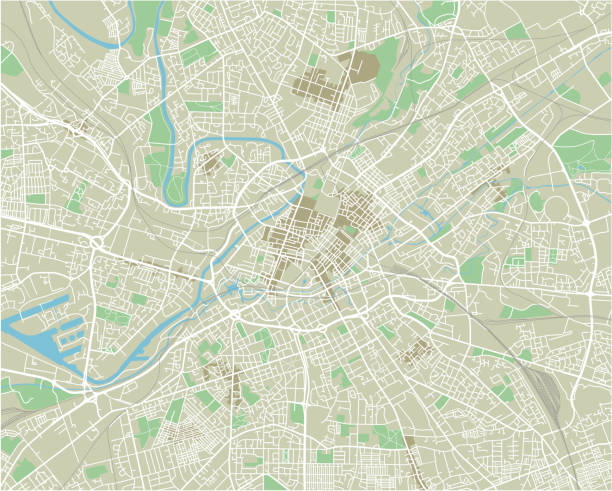векторная городская карта манчестера с хорошо организованными разделенными слоями. - manchester stock illustrations