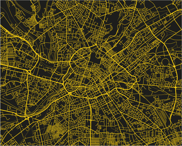 istock Black and yellow vector city map of Manchester with well organized separated layers. 1022699468