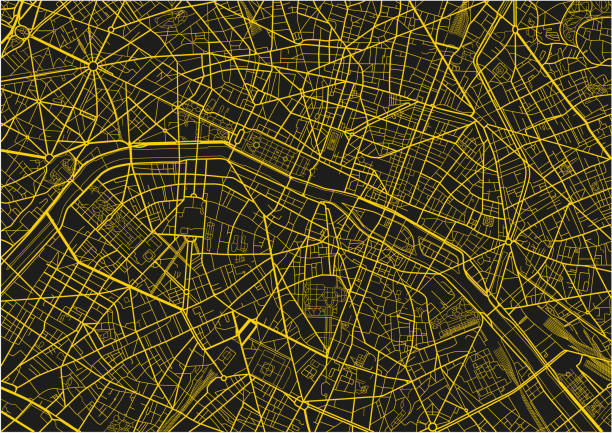 istock Black and yellow vector city map of Paris with well organized separated layers. 1022700324