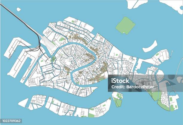 Colorful Venice Vector City Map Stock Illustration - Download Image Now - Ancient, Bridge - Built Structure, Brown