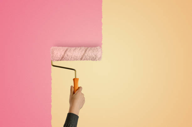 Home DIY Background DIY, Home Improvement, Renovation, Paint Roller, Wall - Building Feature mural photos stock pictures, royalty-free photos & images