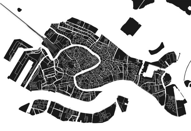 Black and white vector city map of Venice with well organized separated layers. Black and white vector city map of Venice with well organized separated layers. venice italy stock illustrations