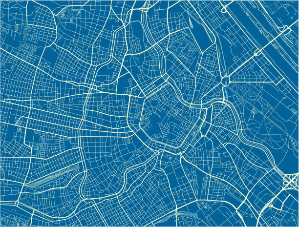 istock Blue and White vector city map of Vienna with well organized separated layers. 1022710622