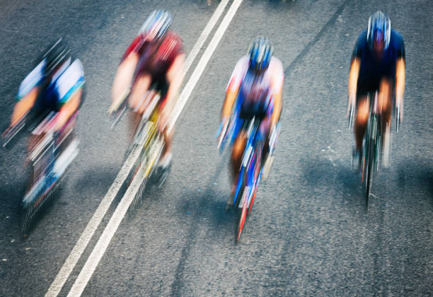 istock Speeding group of cyclists seen from above 1022723860