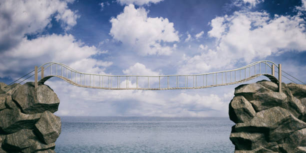 istock Bridge on blue sea and sky background. 3d illustration 1022724340