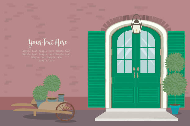 istock Front Door House Exterior Entrance. Web banner template background 1022734392