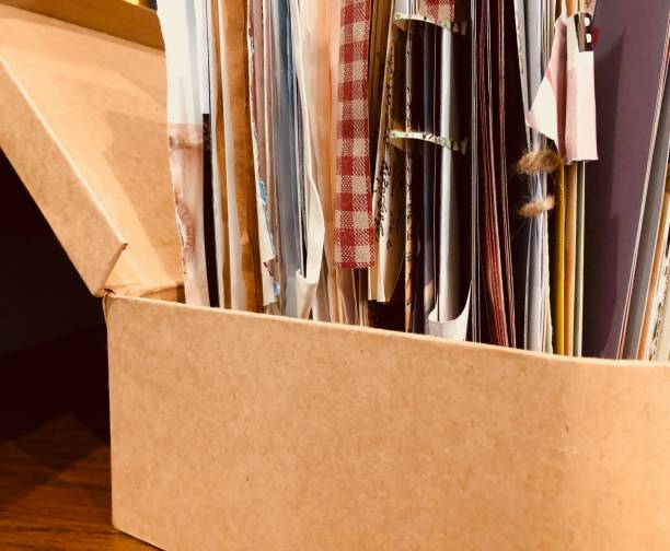 istock Close up of a box with scrapbook pages 1022735508