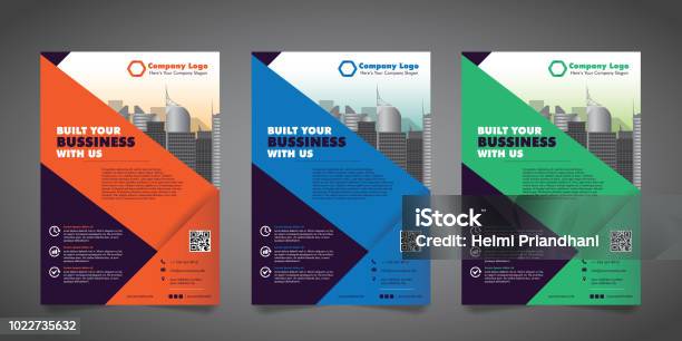 Corporate Business Flyer Design Template With 3 Various Options Vector Illustration Stock Illustration - Download Image Now