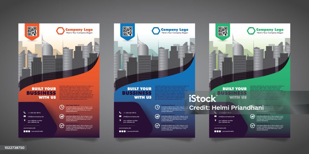 Corporate Business Flyer Design Template with 3 Various Options. Vector Illustration. Abstract stock vector