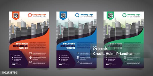 Corporate Business Flyer Design Template With 3 Various Options Vector Illustration Stock Illustration - Download Image Now