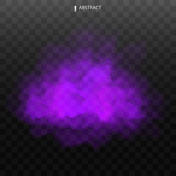 ilustrações de stock, clip art, desenhos animados e ícones de purple fog or smoke color isolated transparent special effect. white vector cloudiness, mist smog background. illustration - colors color image exploding fog