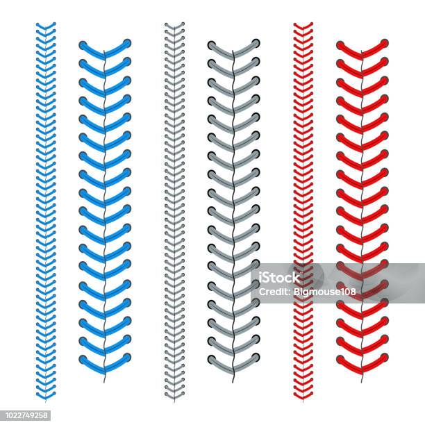 Red And Blue Lace From A Baseball Set Vector Stock Illustration - Download Image Now - Baseball - Ball, Baseball - Sport, Border - Frame