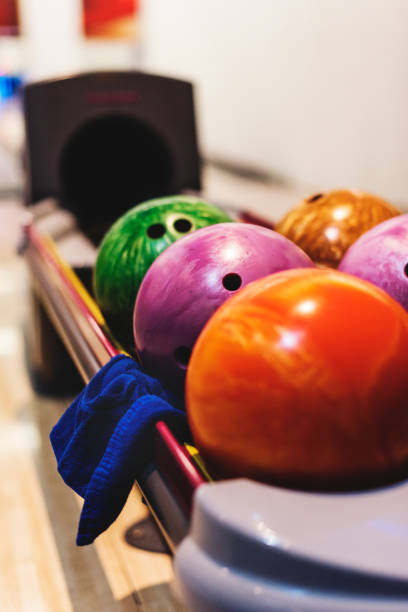istock Bowling ball on the stand with a napkin 1022750016