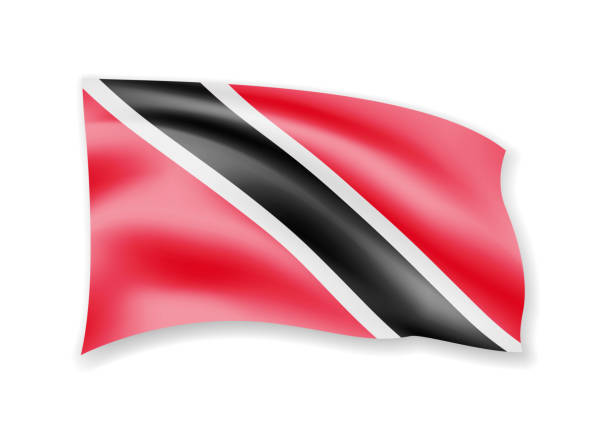 istock Waving Trinidad and Tobago flag on white. Flag in the wind. 1022753344