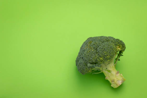 istock Broccoli isolated on a green background 1022753762