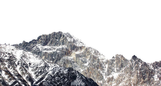 눈 덮인 산맥 흰색 배경에 고립 - tourism day winter mountain peak 뉴스 사진 이미지