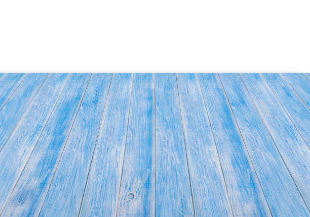 istock Blue Wood table top on white background 1022759426