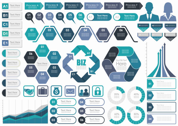 zestaw różnej infografiki biznesowej. - index card illustrations stock illustrations