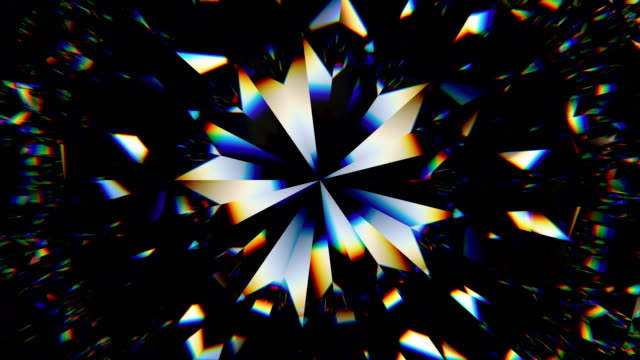 sparkling gemstone macro rotating seamless loop. kaleidoscope