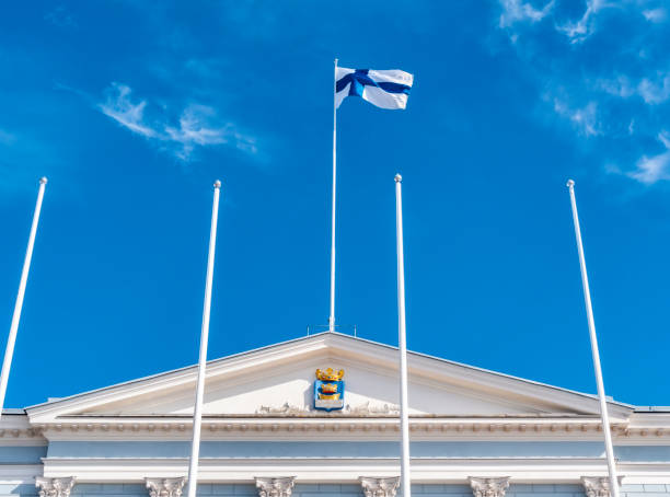 istock Finnish flag on Helsinki City Hall 1022763992