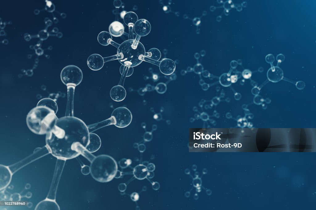 Atoms structure. Science or medical background with molecules and atoms. Medical background for banner or flyer. Structure at the atomic level. 3D illustration Atoms structure. Science or medical background with molecules and atoms. Medical background for banner or flyer. Structure at the atomic level, 3D illustration Molecule Stock Photo