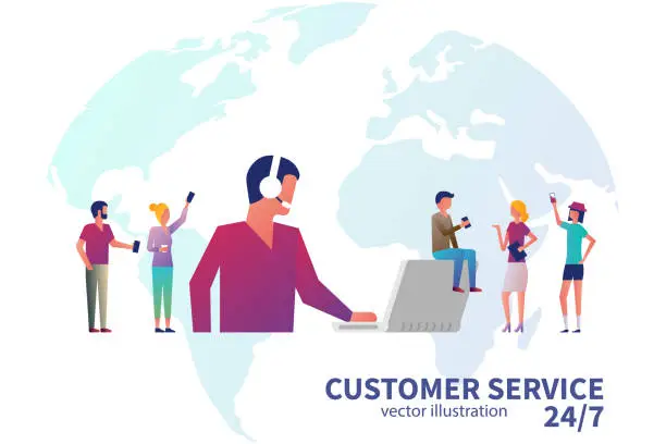 Vector illustration of Customer service concept.