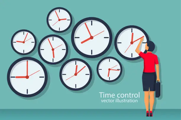 Vector illustration of Time control concept.