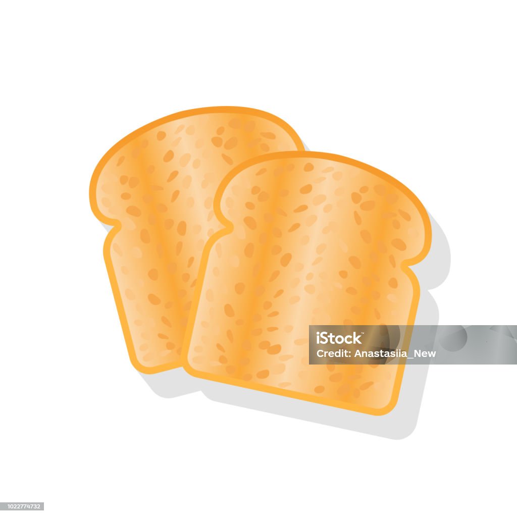 Toasts isolated on white background Toasts isolated on white background. Vector illustration flat design. Breakfast concept toast. Two slices of toast. Fried bread. Apartment stock vector