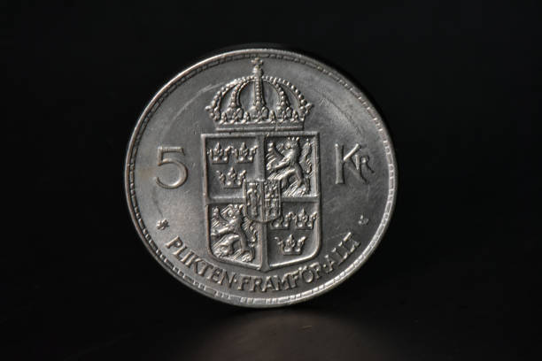 Close-up of Czech Republic crown coins
