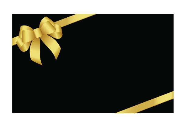 istock Invitation, Greeting or Gift Card With Golden Ribbon And A Bow  on black background.  Gift Voucher Template with  place for text. 1022790592