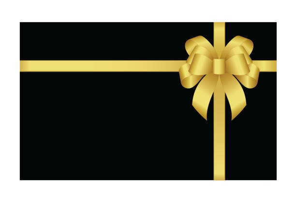 istock Invitation, Greeting or Gift Card With Golden Ribbon And A Bow  on black background.  Gift Voucher Template with  place for text. 1022790684