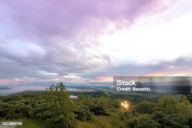 Fog Lifts From The Kittany Mountains At Sunset Stock Photo - Download Image Now - Activity, Appalachia, Appalachian Trail