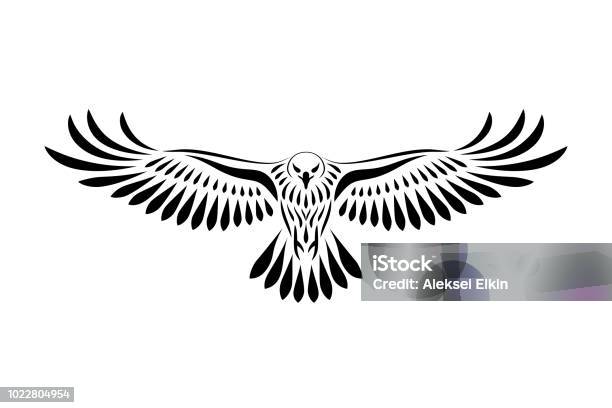 Engraving Of Stylized Hawk Stock Illustration - Download Image Now - Eagle - Bird, Hawk - Bird, Falcon - Bird