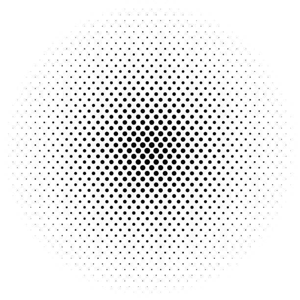 ilustrações de stock, clip art, desenhos animados e ícones de abstract futuristic halftone pattern. comic background. dotted backdrop with circles, dots, point large scale. design element for web banners, posters, cards, wallpapers, sites. black and white color - halftone pattern spotted toned image pattern