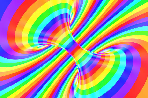 istock Rainbow funny spiral tunnel. Striped twisted cheerful optical illusion. Abstract background. 3D render. 1022816046