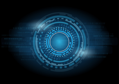 Abstract Blue Technology Computer Background With Circle Tech And ...
