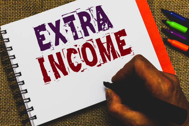 istock Word writing text Extra Income. Business concept for Additional fund received or earned from a non regular basis Man hand holding marker notebook paper communicating ideas Jute background. 1022820890