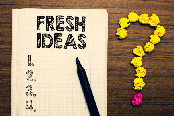 istock Word writing text Fresh Ideas. Business concept for thought or suggestion as to possible course of action Notebook marker crumpled papers forming question mark wooden background. 1022823858
