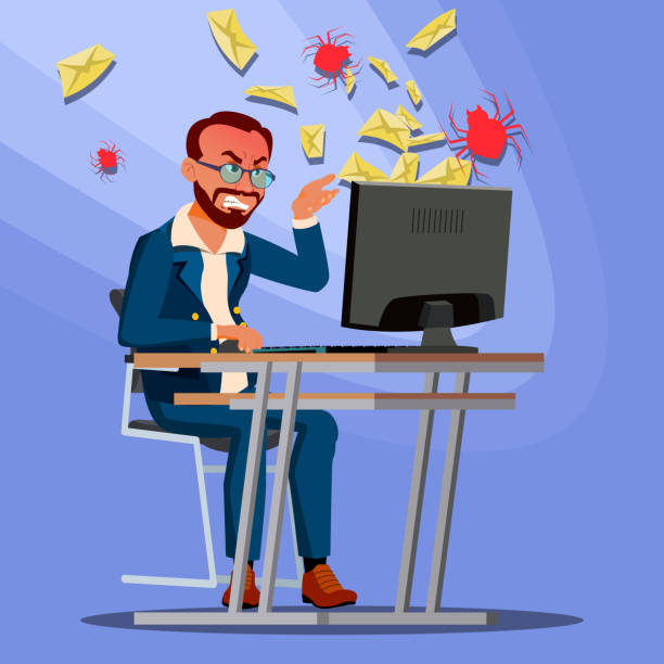 Data Protection Angry 120+ Angry Man Typing Stock Illustrations, Royalty-Free Vector Graphics ...