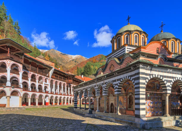 istock Vibrant Rila monastery with blue sky 1022825154